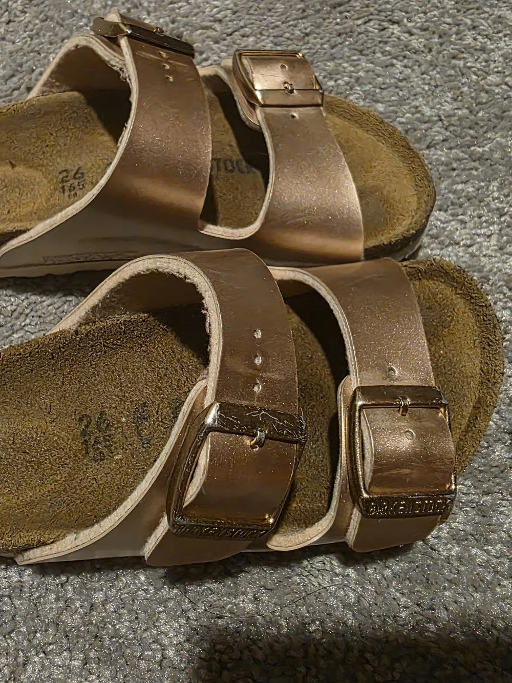 Birkenstock Kids Metallic Rosegold Double Strap Sandals